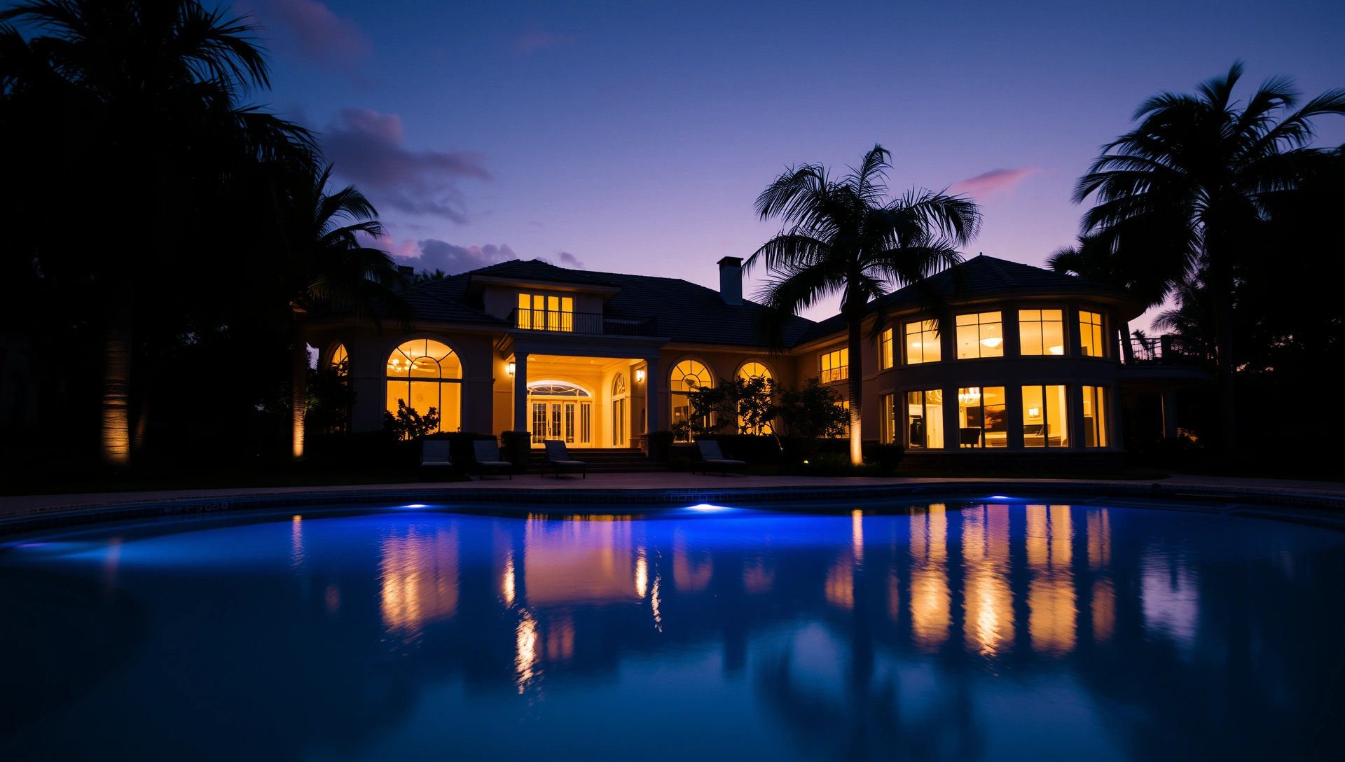 Luxury CC Homes model home at twilight